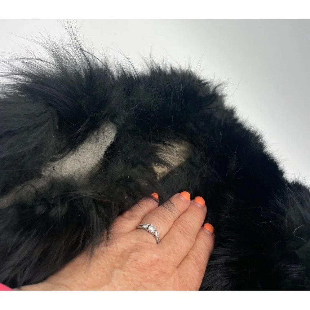 Vintage Black Fur Hand Muff With Drawstring